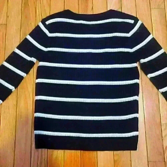 Tahari  Black and White Striped Cardigan - Picture 3 of 4